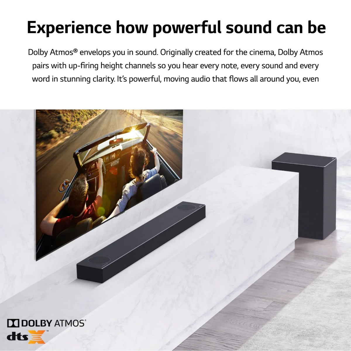 Restored  3.1.2 Channel High Res Audio Soundbar with Dolby Atmos and 4K Pass-Through,  (Refurbished)
