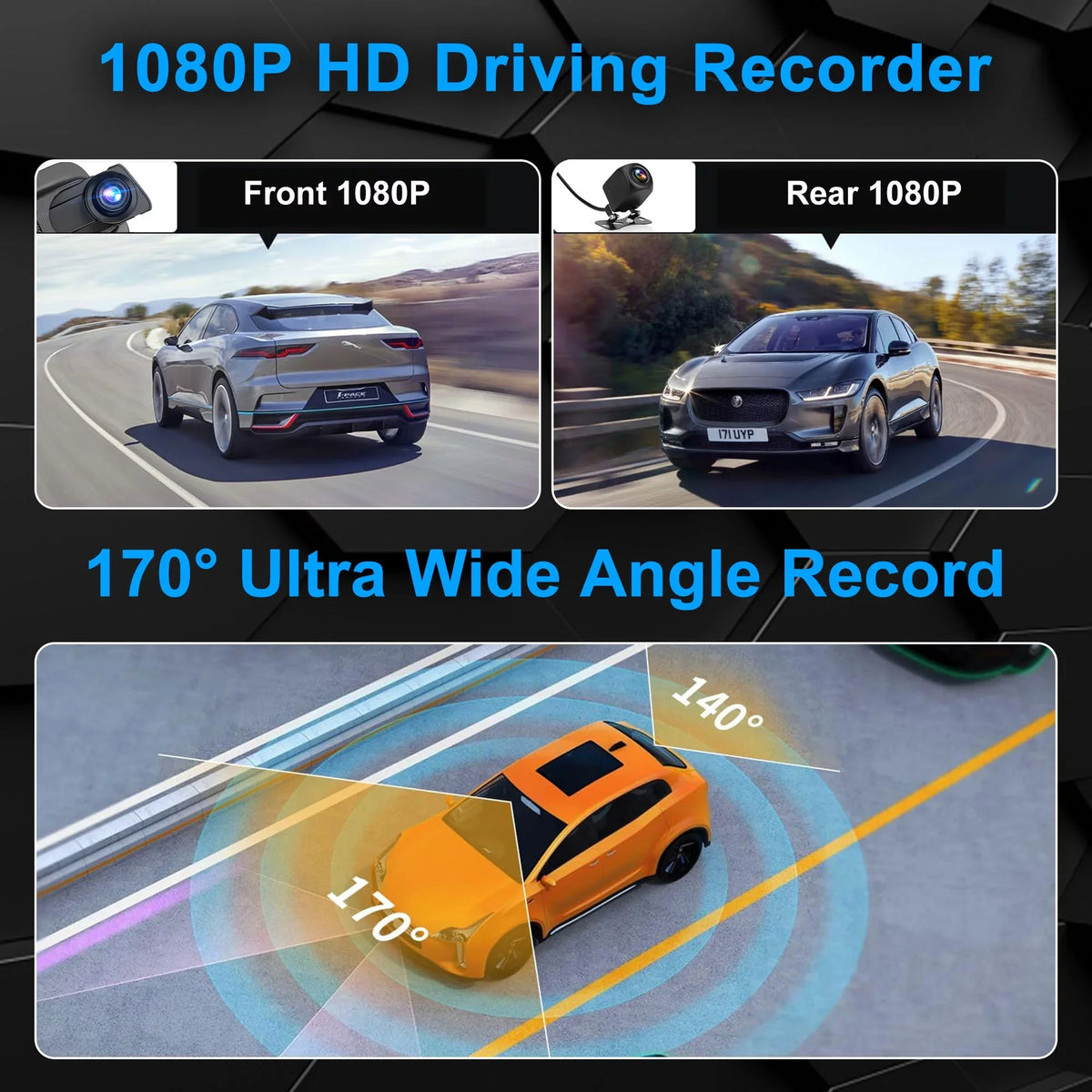 Car Rear View Mirror Camera,  1080P Dash Cam Backup Camera, Dual Driving Recorder with Night Vision, -Sensor,  Touch Screen