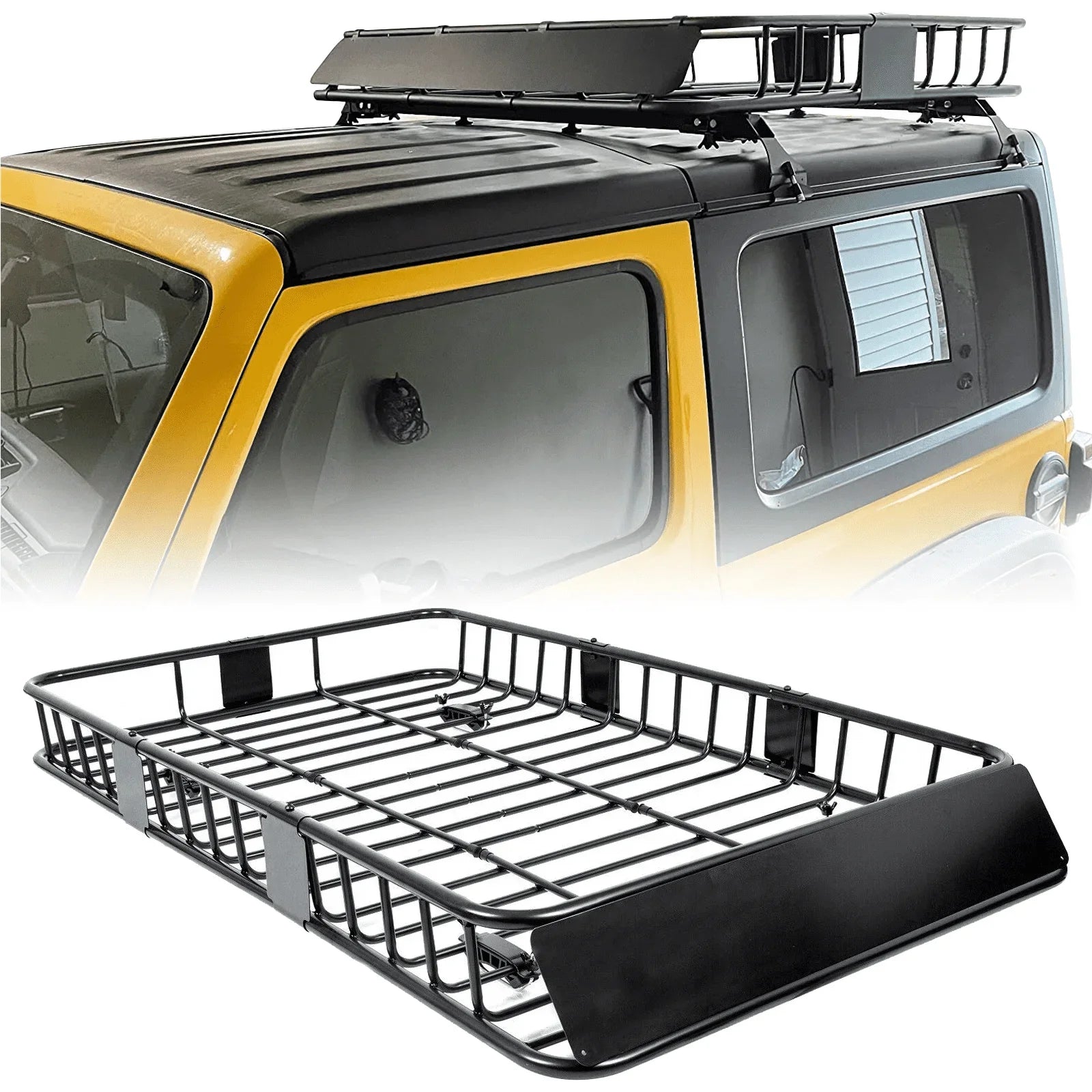 64" x 39" x 6'' Universal Roof Rack Cargo Carrier with Extension 250LBS Weight Capacity Heavy Duty Steel Car  Top Luggage Storage Holder Basket for Travel