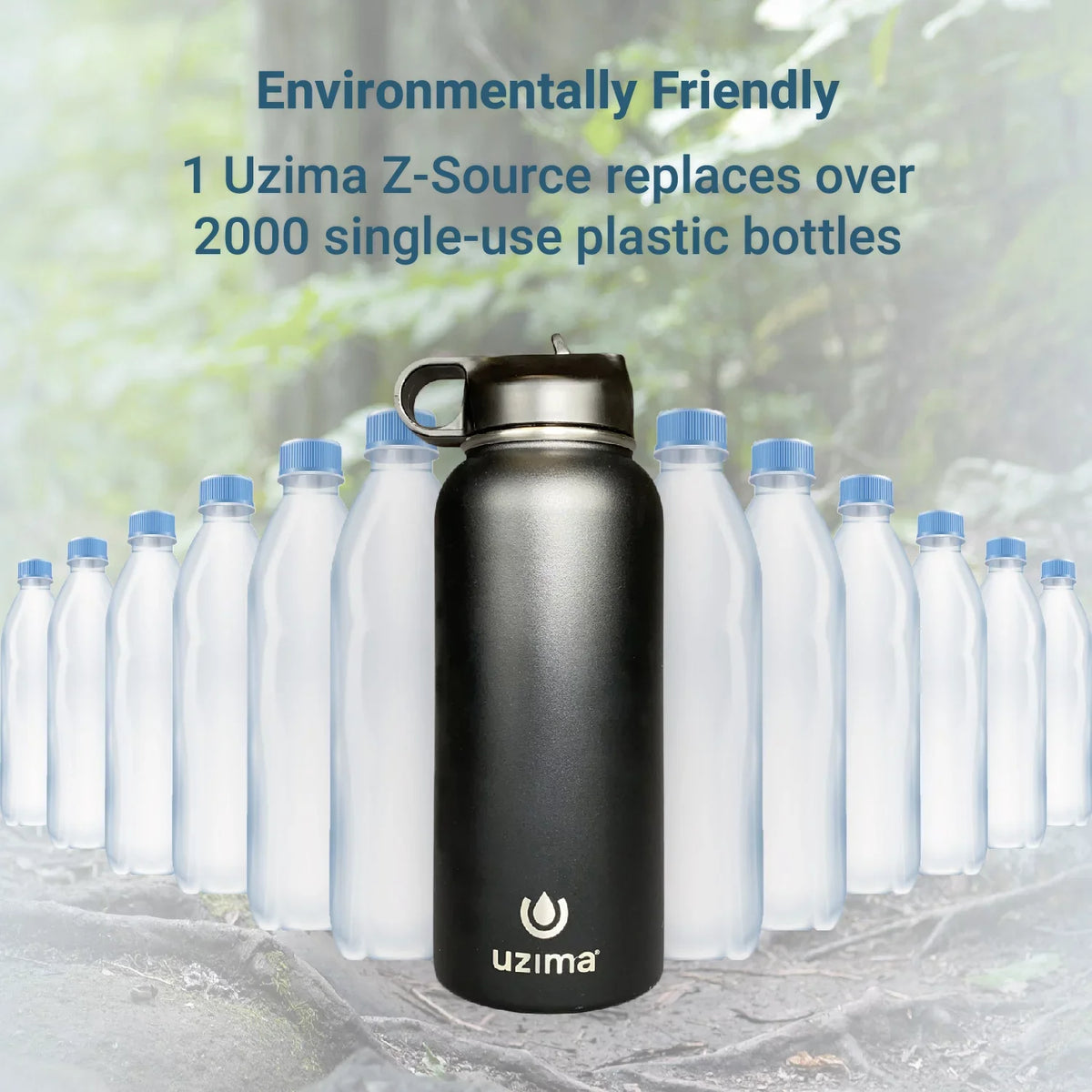 Uzima - -Source Filtered Water Bottle for Hiking, Backpacking, Camping, and Travel. Water Purification on the Go. Large 32oz Capacity with Double-Walled Stainless Steel Exterior .(Red)