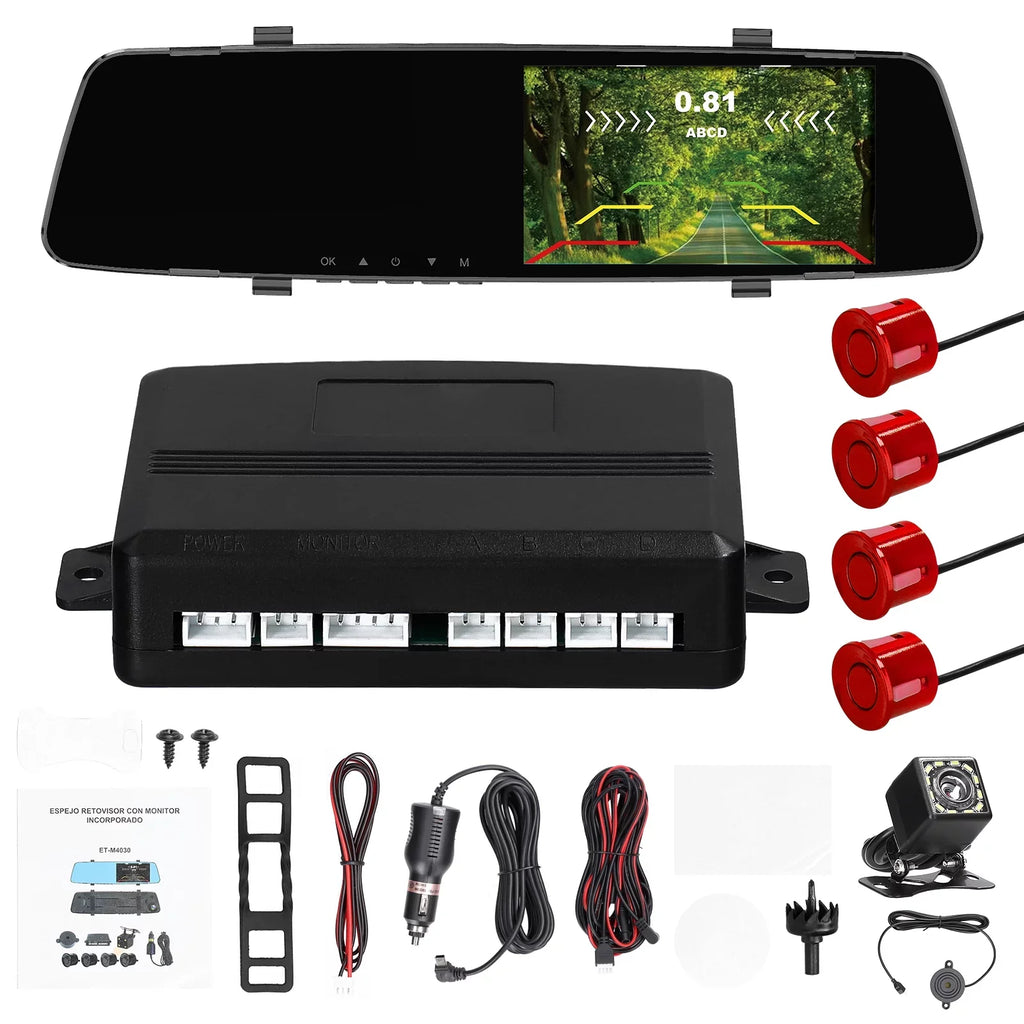 Dazzduo Dash Camera,Dash Camera Rear Dual Camera Dual Camera 4.3 Radars Rear Dual Inch Screen Support Reverse Radars Rear 4.3 Inch Screen 1080P  Dash Camera 4.3 Inch 4 Reverse Radars Rear 1080P 4