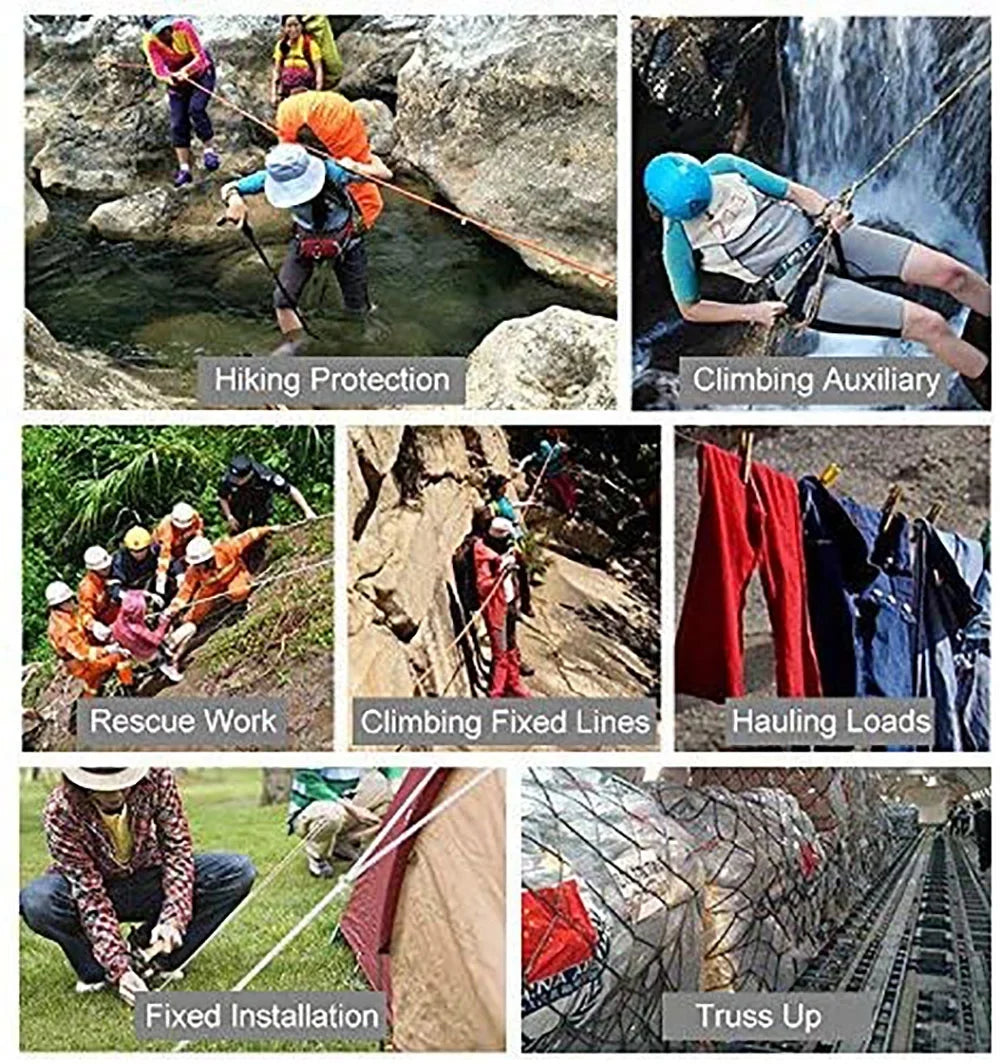 Outdoor Climbing Rope 50M(160ft) Static Rock Climbing Rope for Escape Rope Ice Climbing Equipment Fire Rescue Parachute