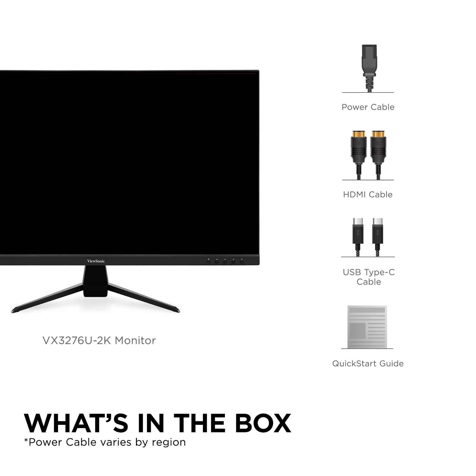 ViewSonic -2K 32 Inch 1440p  Monitor with 65W  ,  Content Support, Ultra-Thin Bezels, Eye Care, , and  Input
