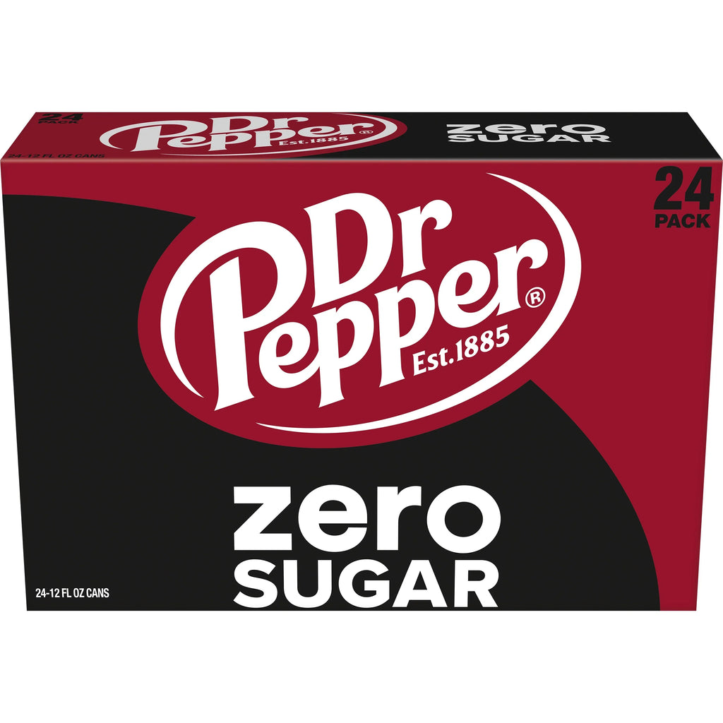 Dr Pepper Zero Sugar Soda Pop, 12 fl oz, 24 Pack Cans