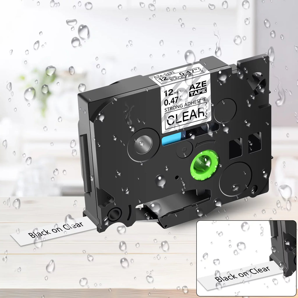 50PK Compatible for Brother -touch Black on Clear 12mm  TZe TZe- - -131 TZe-131 Extra Strength Laminated Label Tape