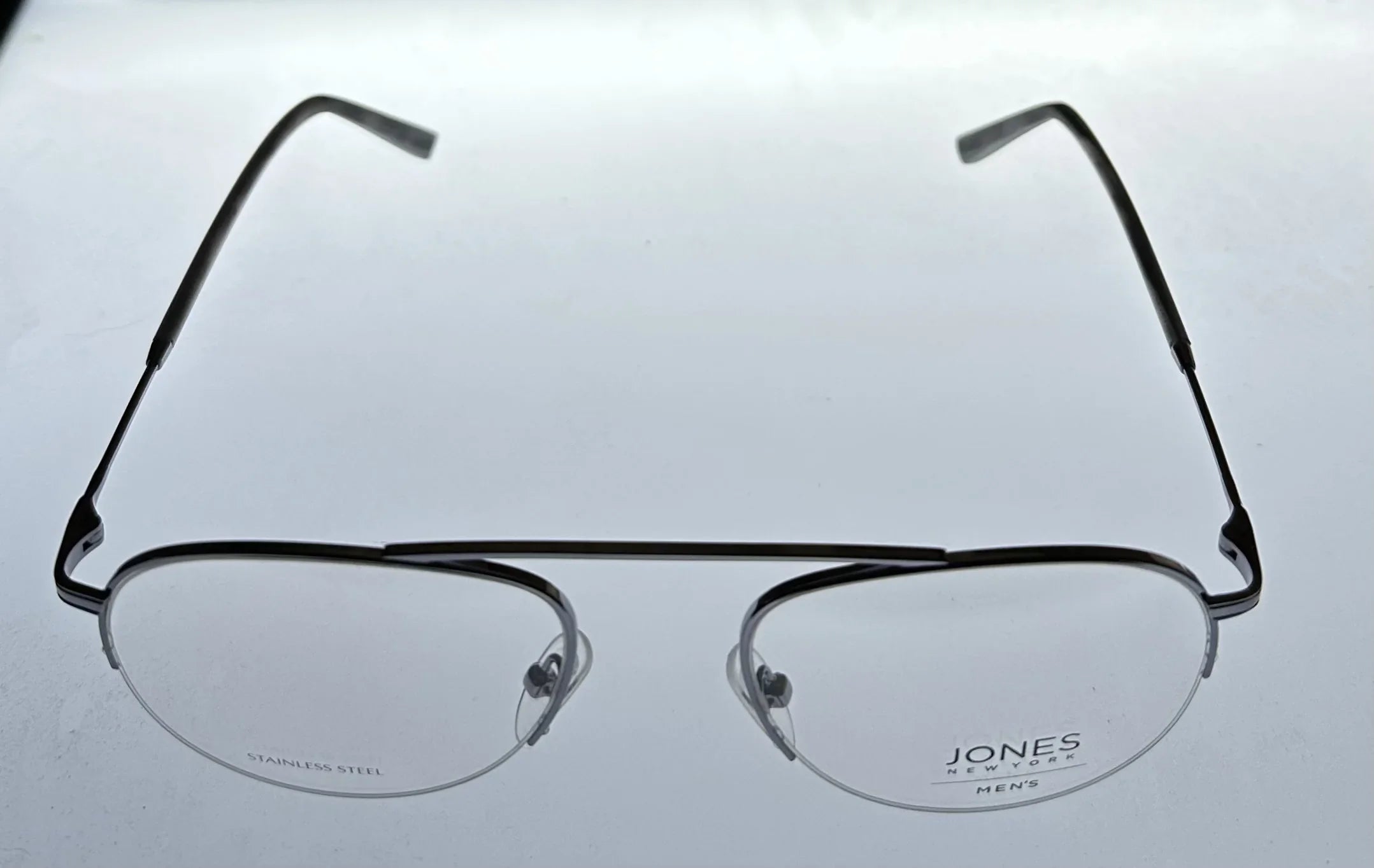 Jones New York Mens Gunmetal Rimless Metal Eyewear Aviator Frame. . 53mm