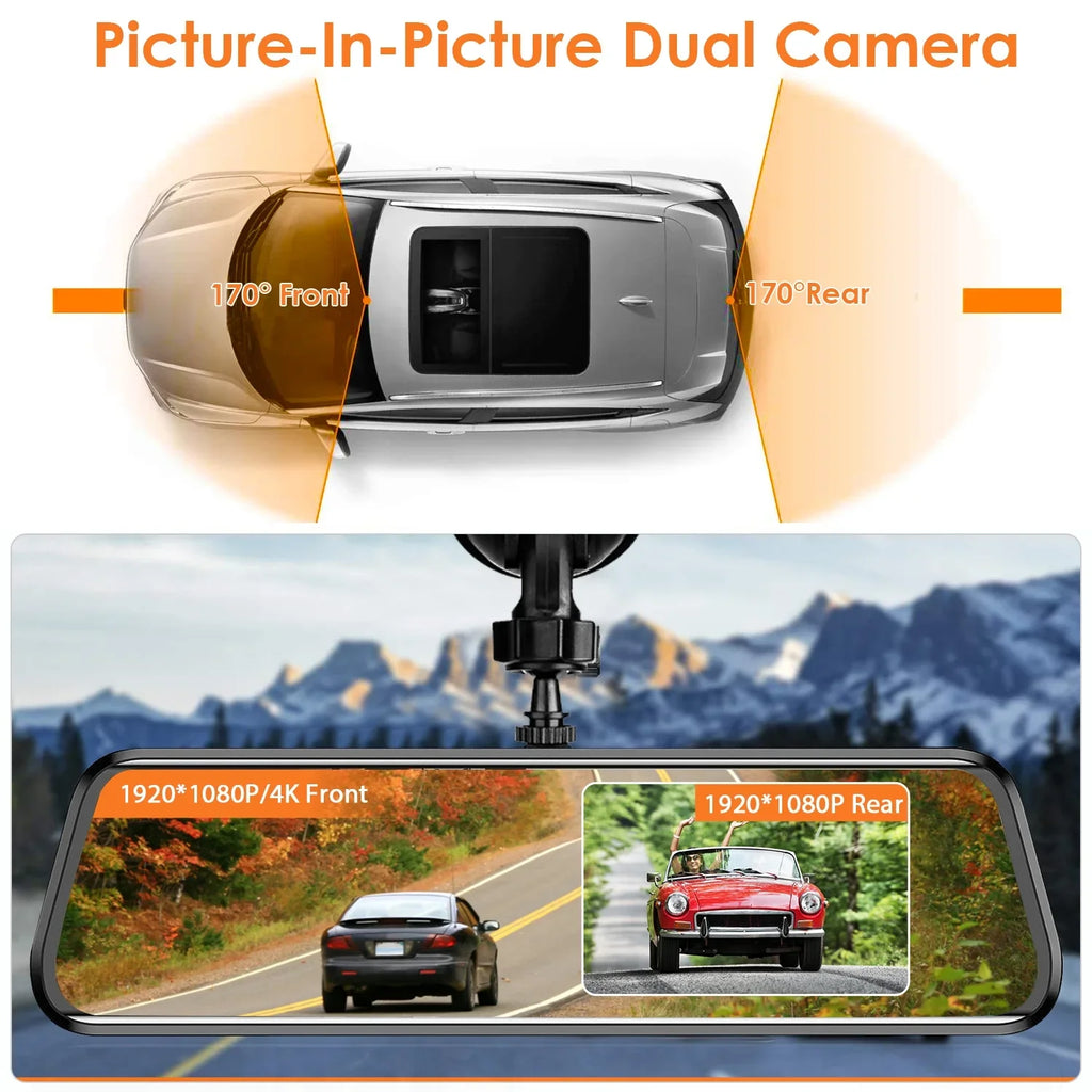iMounTEK Car  4K  Dash Cam Dual Lens Recorder 170° Angle Camera with Night Vision, -Sensor, Parking Monitor