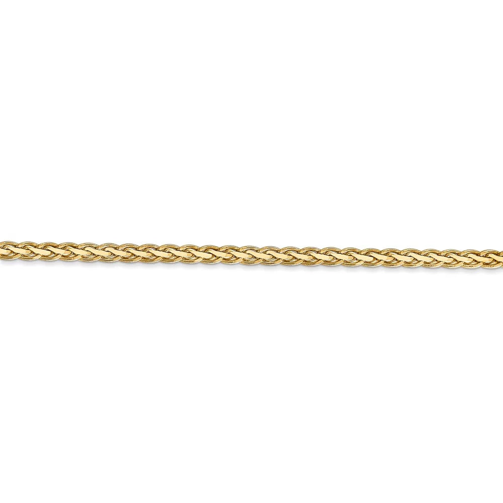 Real 14kt Yellow Gold 3mm Flat Wheat Chain Chain Bracelet; 7 inch; Lobster Clasp; for Adults and Teens; for Women and Men