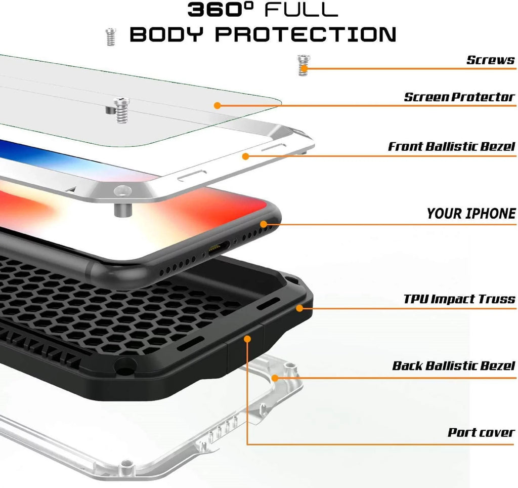 Gorilla Glass Aluminum Metal iPhone 6s Plus Case (Gold) Heavy Duty Military Grade Shockproof and Scratch Resistant Protection, Rugged Outdoor Travel