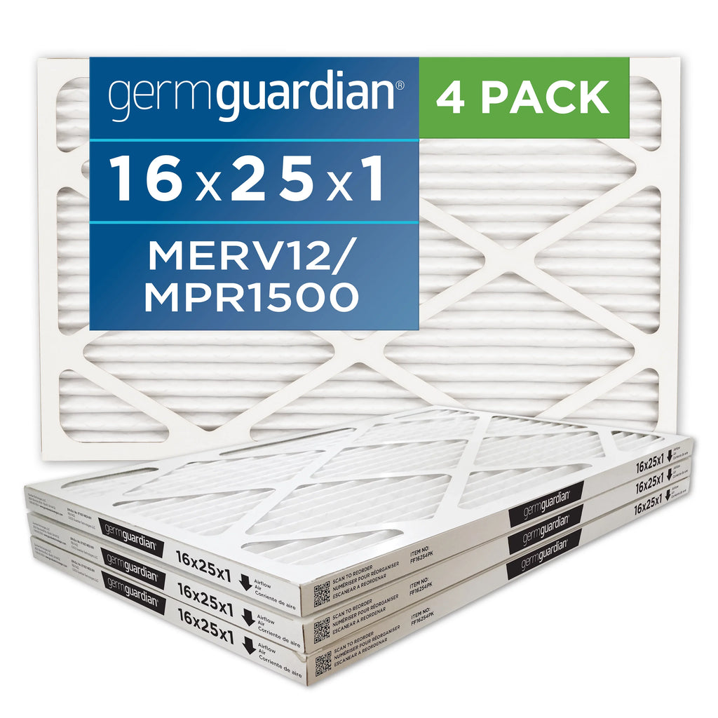 Germ Guardian 16x25x1  12 Pleated   Furnace Air Filters (4-Pack)