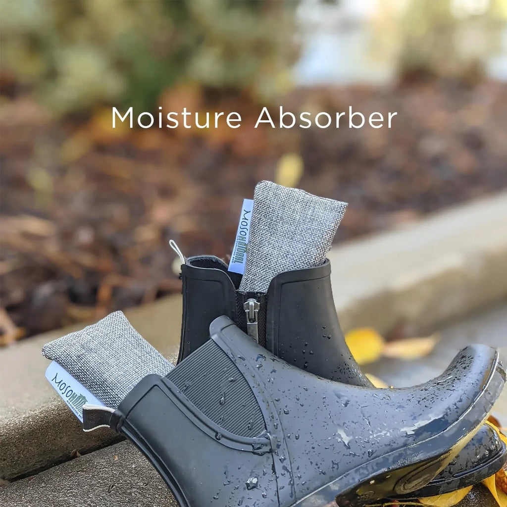 Moso Natural Mini Air Purifying Bags.  Scent Free Odor Eliminator for Shoes, Gym Bags and Sports Gear. Premium Moso Bamboo Charcoal Odor Absorber. (Two Packs of Two 75g Bags) 2 Year Lifespan!