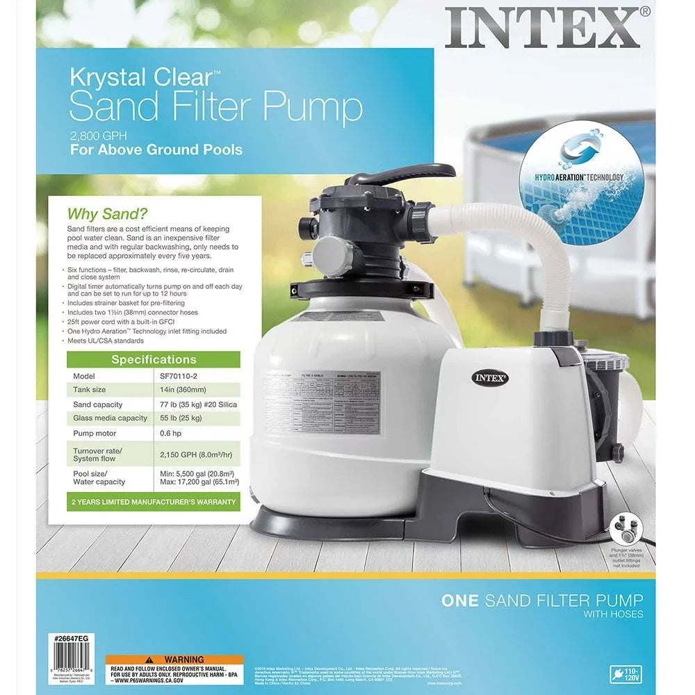 Intex 2800  Pool Sand Filter Pump w/Krystal Clear Saltwater System