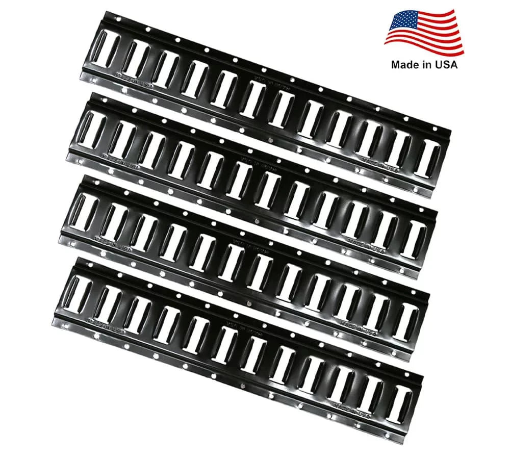 (4 Pack) 5 Ft Horizontal  Track Tie-Down Rail - Made in  | Black Powder Coated, Bolt-On Tie Down Rail for Cargo on Pickups, Trucks, Trailers, Vans