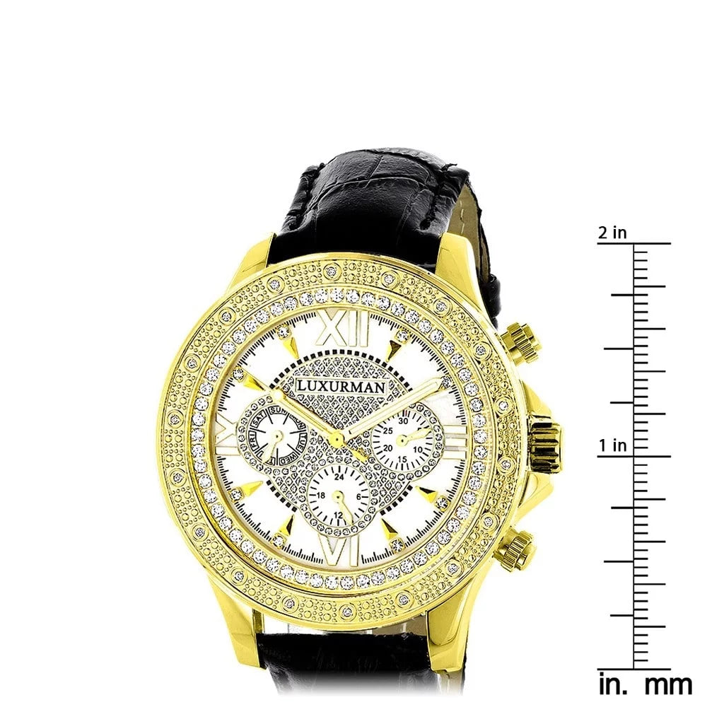 Men's Diamond Black Watch with Two Extra Leather Straps