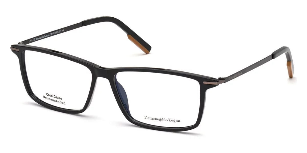 Ermenegildo Zegna  001 Shiny Black Clr Lens Injected 58mm Men's Eyeglasses