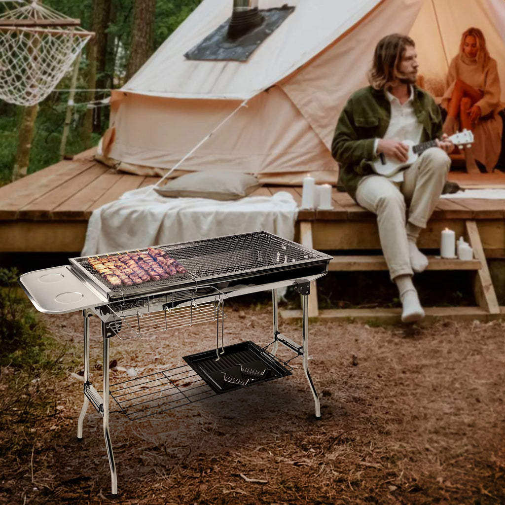 Neature Portable Charcoal Grill for Camping - 26.8in Tall Foldable  Grill