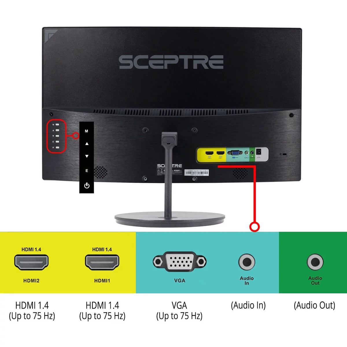 Sceptre -1920R 24" Curved 75Hz Gaming  Monitor Full  1080P  DisplayPort  Speakers Ultra Thin Metal Black