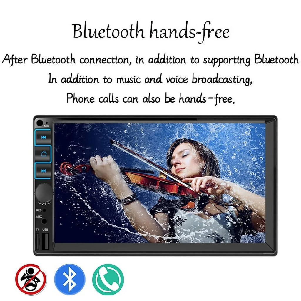 Car Radio 7'' 2 Din Stereo Receiver Bluetooth, Microphone, Mirror Link, Display, , Touch Screen Support Apple Carplay , Android Auto