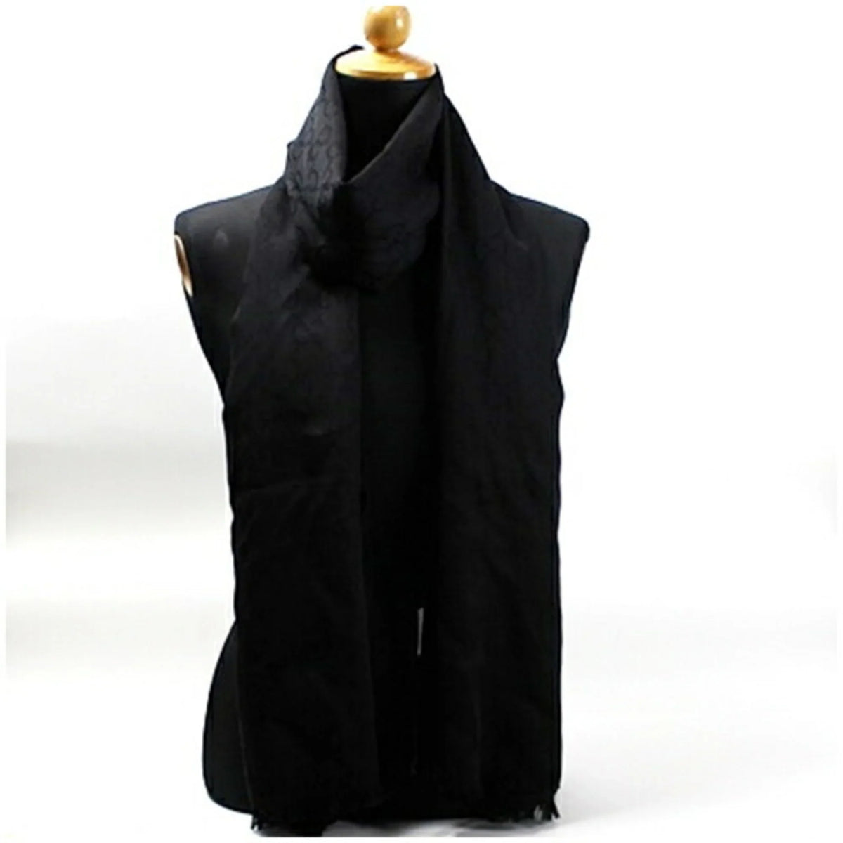 Pre-Owned Gucci Wool x Silk Stole Shawl Rectangular Black  Pattern 165904  Women's (Good)