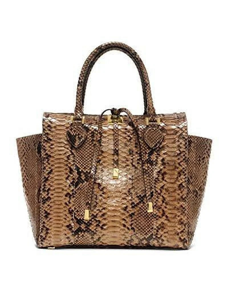 Michael Kors Collection Brown Large Miranda Python Tote Suntan