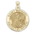Picturesongold.Com Saint Michael Protect My Nephew Religious Medal Female Adult 3/4" 14K Yellow Gold