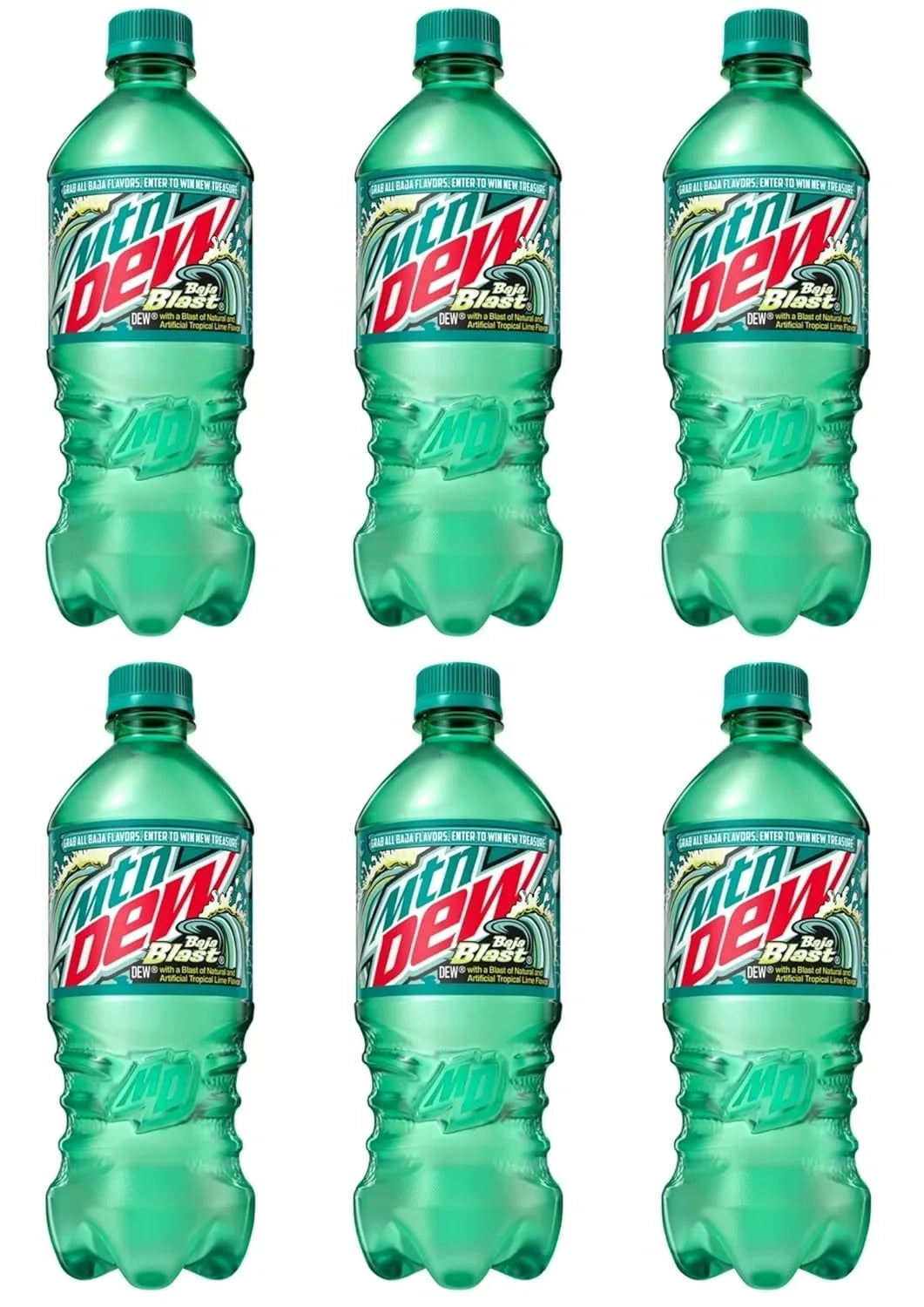 Mountain Dew Mtn Dew, 20 Oz Bottles, 6 Bottles (Baja Blast)