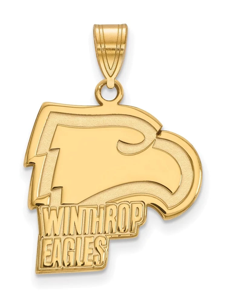 14k Yellow Gold LogoArt Official Licensed Collegiate Winthrop University () Large Pendant