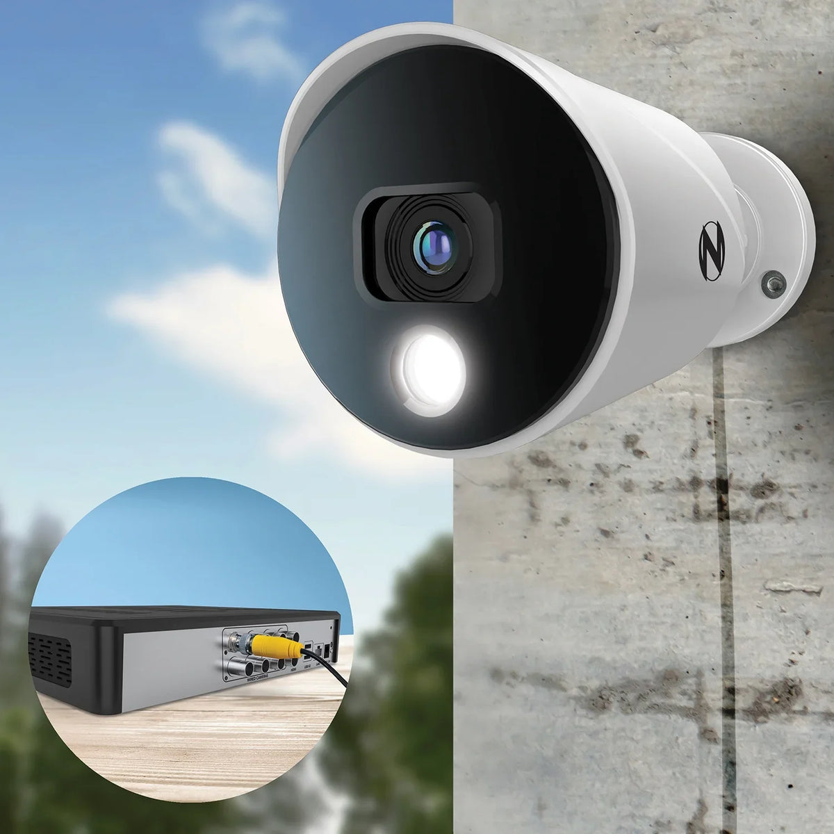 Night Owl Bluetooth 8 Channel  with 1TB Hard Drive, and 4 Wired 1080p  Spotlight Security Cameras, Outdoor,  Connector