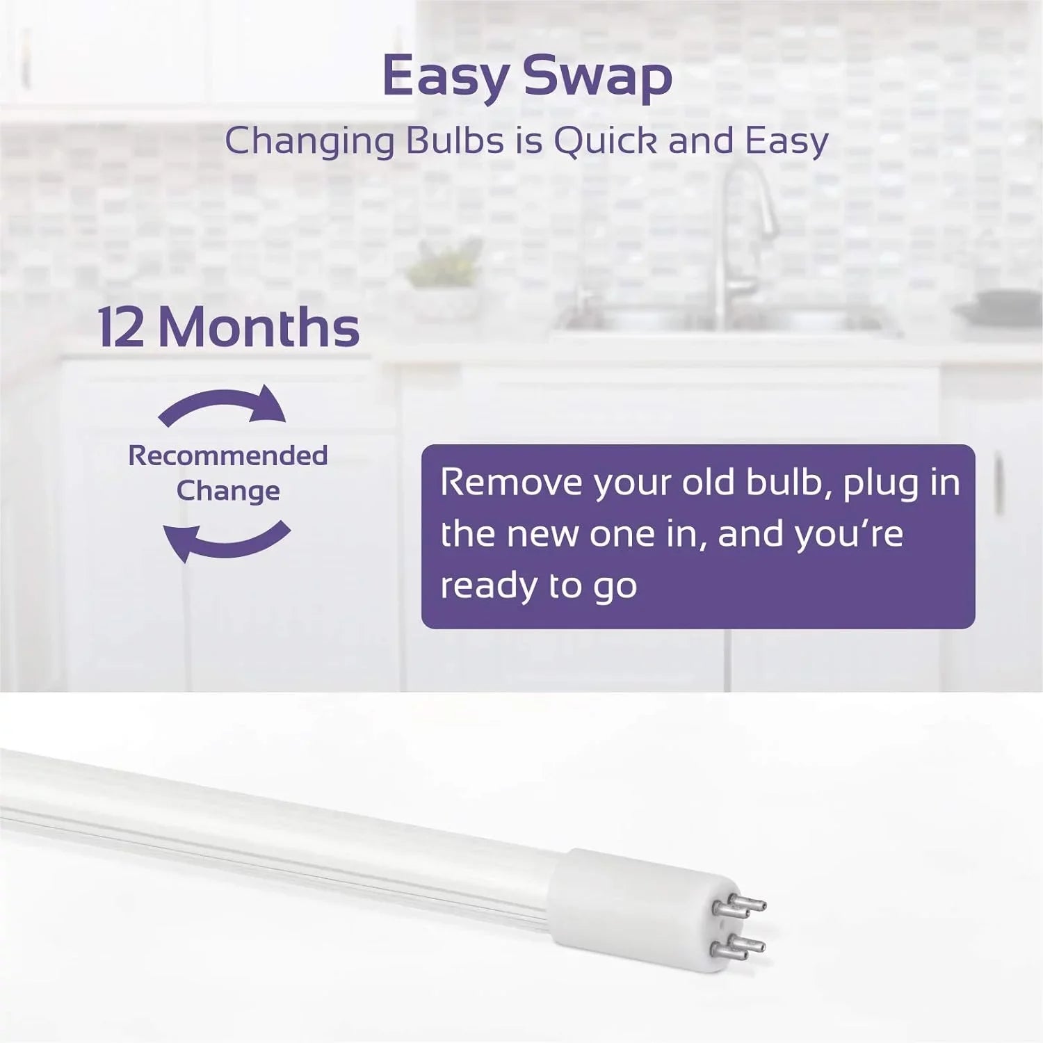 Uvitizer Ultraviolet Bulb  Light – 10” - Bulb – For Under Sink  Reverse Osmosis   Filtration Systems – 1