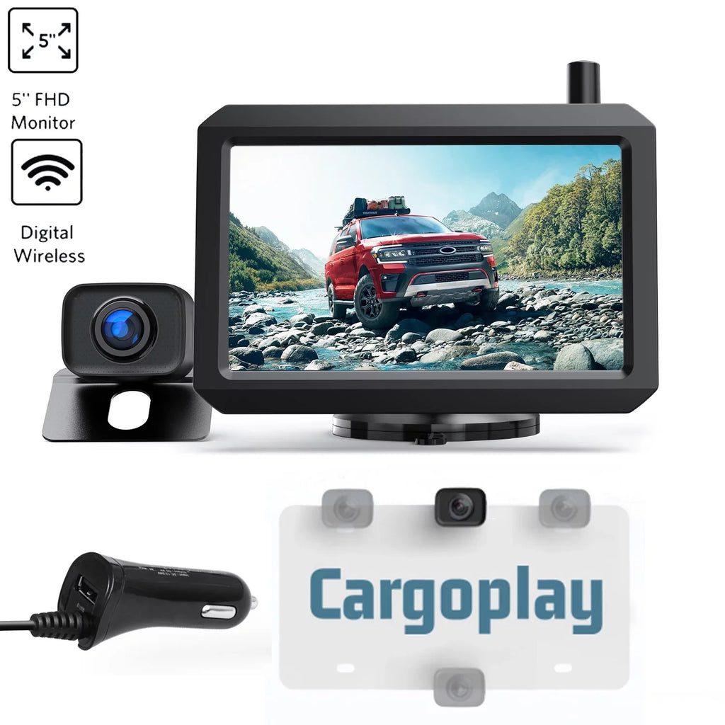 Digital Wireless Rear View Camera with 5″  Monitor, Wireless Backup Camera System Waterproof Reverse Camera for Trucks Under 33FT