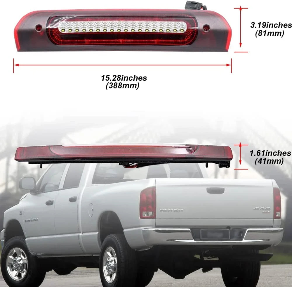 Led Third Brake Light Replacement for 2002-2009 Dodge  1500 2500 3500 Red  Strobe 3rd Brake Light White Reverse Cargo Light Kit Euro Clear Lens  Rear Tail Brake Lamp Assembly