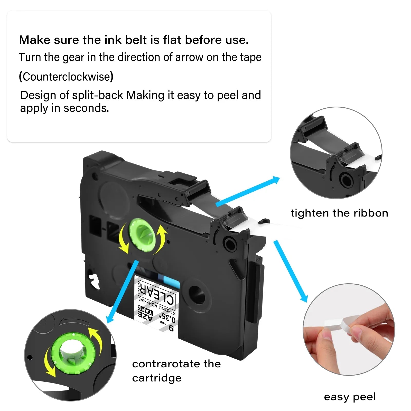 8 Pack Compatible for Brother TZe- - -121 TZe-121 Tape 9mm 0.35'' Laminated Black on Clear Extra Strength Label Tapes use in -Touch -   Label Maker 26.2ft 8m