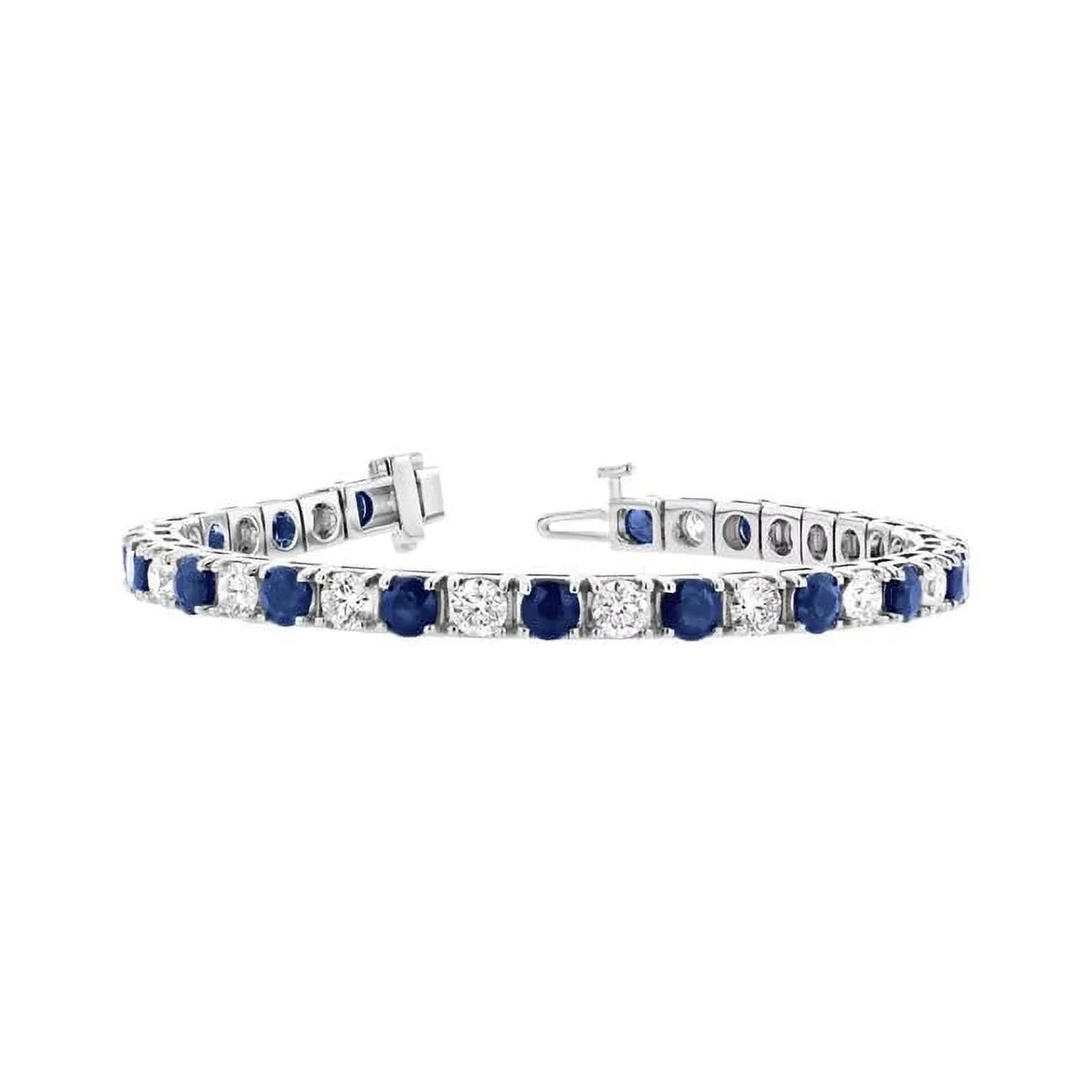 Louis Creations - 6.25  Diamond & Sapphire Diamond Bracelet, 14K White Gold