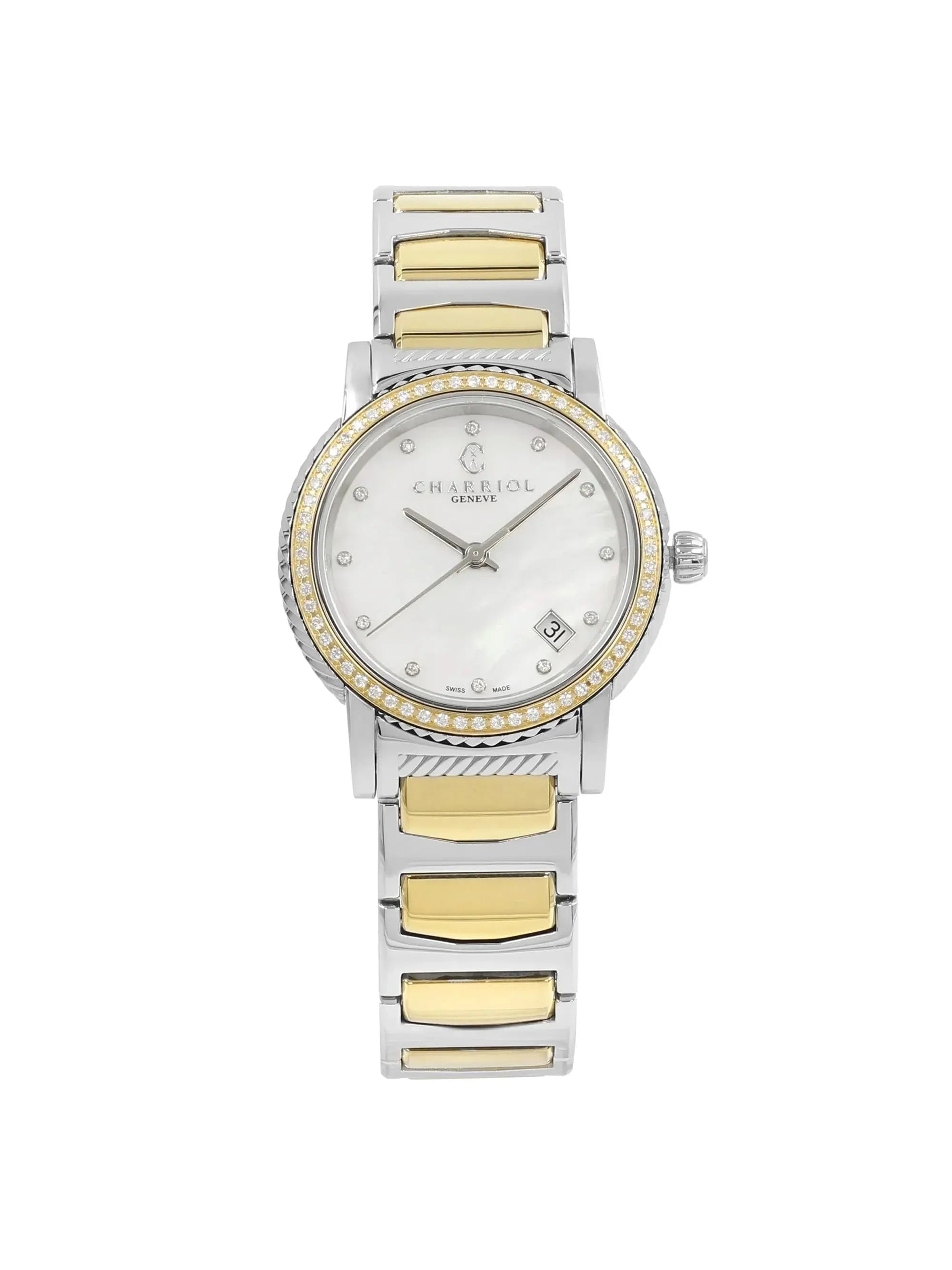 New with defects Charriol Parisii 0.40cttw Quartz Ladies Watch .921.001
