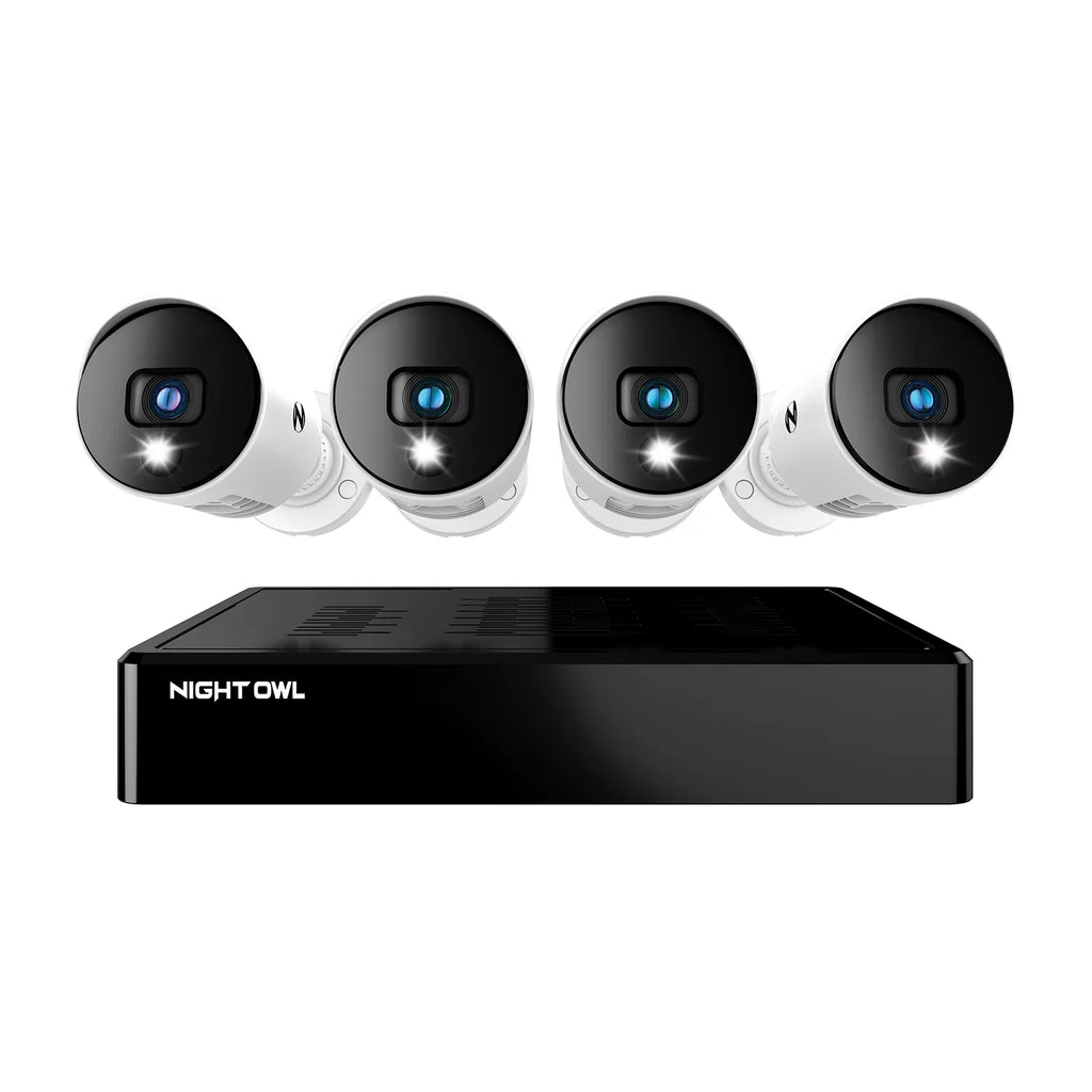 Night Owl Bluetooth 8 Channel  with 1TB Hard Drive, and 4 Wired 1080p  Spotlight Security Cameras, Outdoor,  Connector