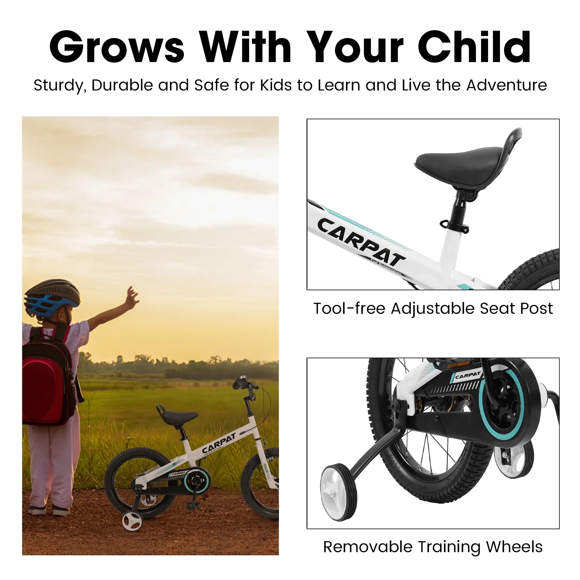 Taktack Kids' Bike 14 Inch Wheels, 1-Speed Boys Girls Child Bicycles For 3-5 Years, With Removable Training Wheels Baby Toys, Coaster+ Brake