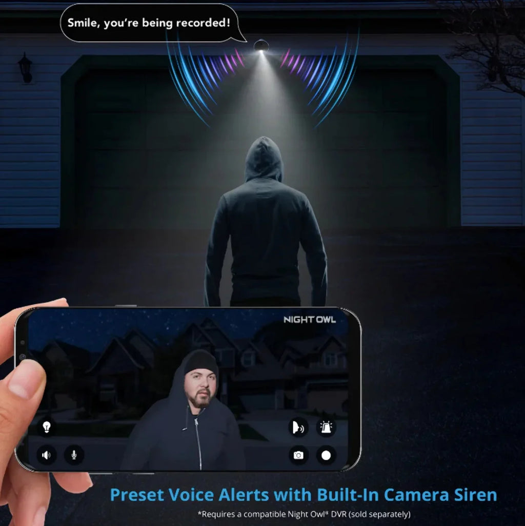 Restored Premium Night Owl Add On Wired 1080p Spotlight Cameras with Audio Alerts and Sirens - 2 Pack - White (Refurbished)
