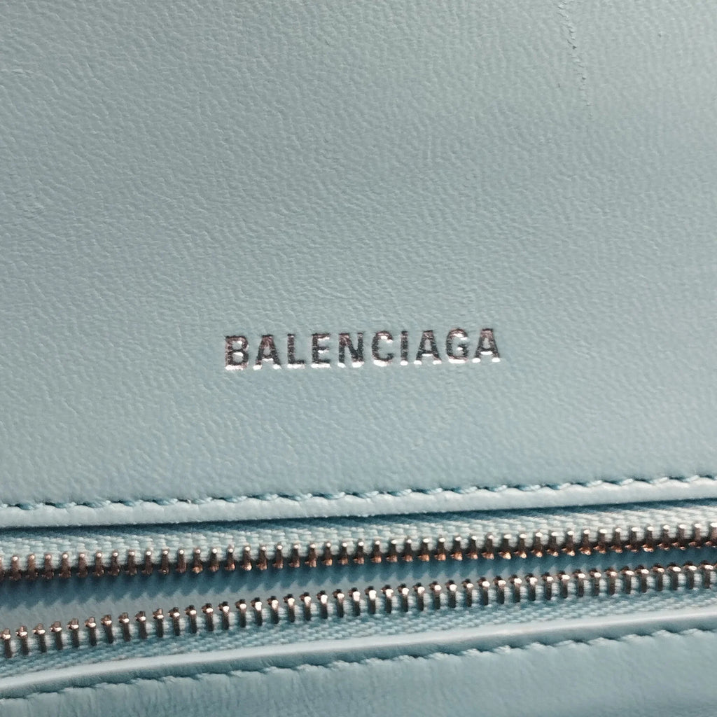 Pre-Owned Authenticated Balenciaga Hourglass  Satchel Calf Leather Blue Unisex (Good)