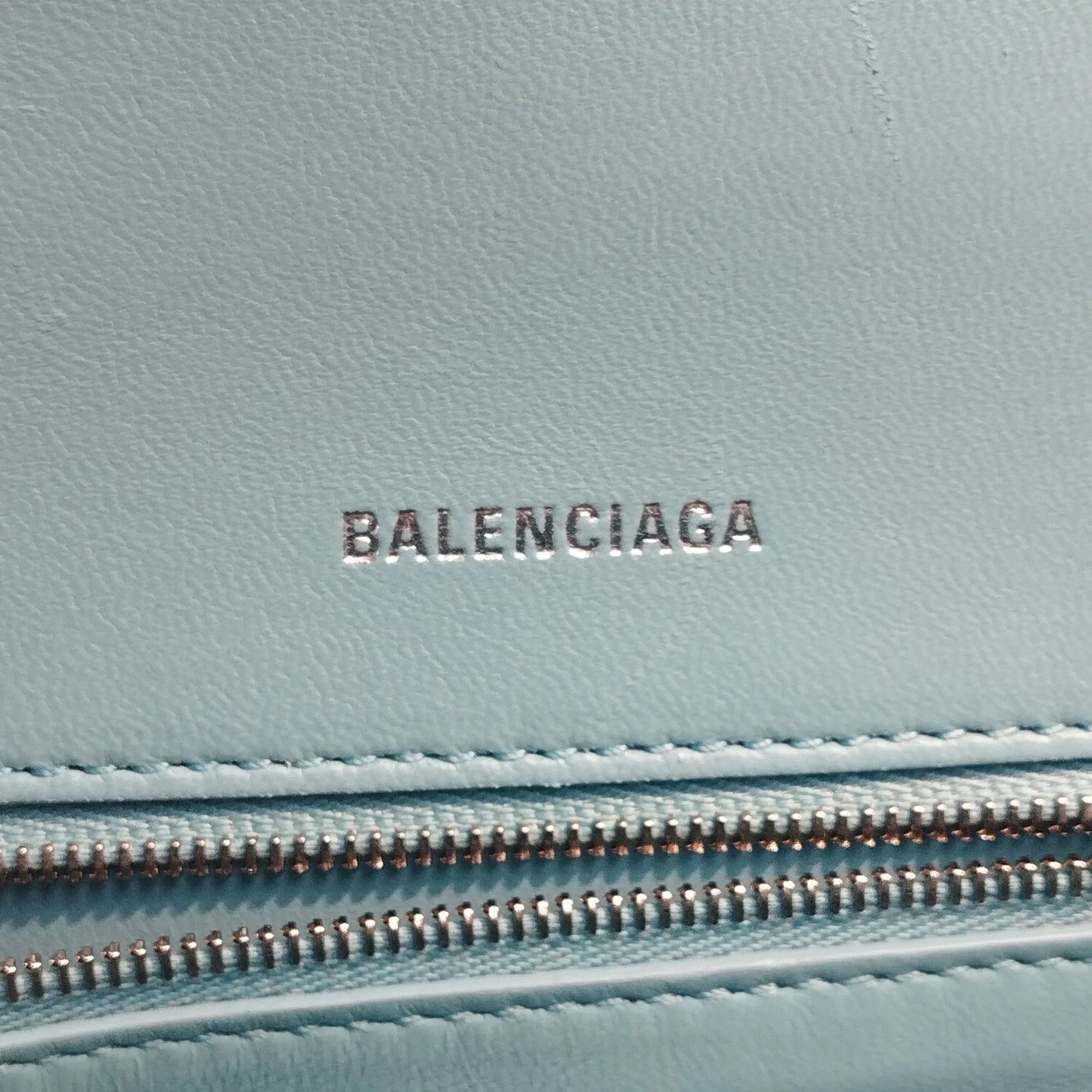 Pre-Owned Authenticated Balenciaga Hourglass  Satchel Calf Leather Blue Unisex (Good)