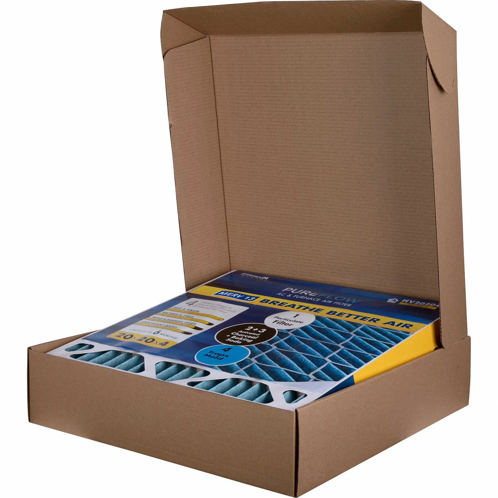 PureFlow , Home Furnace Air Filter 20x20x4, with 4 Layers of Advanced Filtration Technology, -13 Pack-of-2