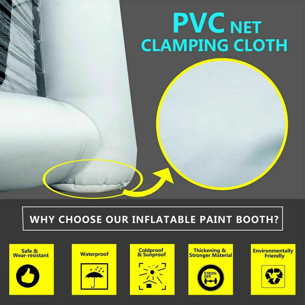 Urbanest Inflatable Paint Booth 33x16.4x11.5Ft With Blowers Car Painting Tent for Car Garage