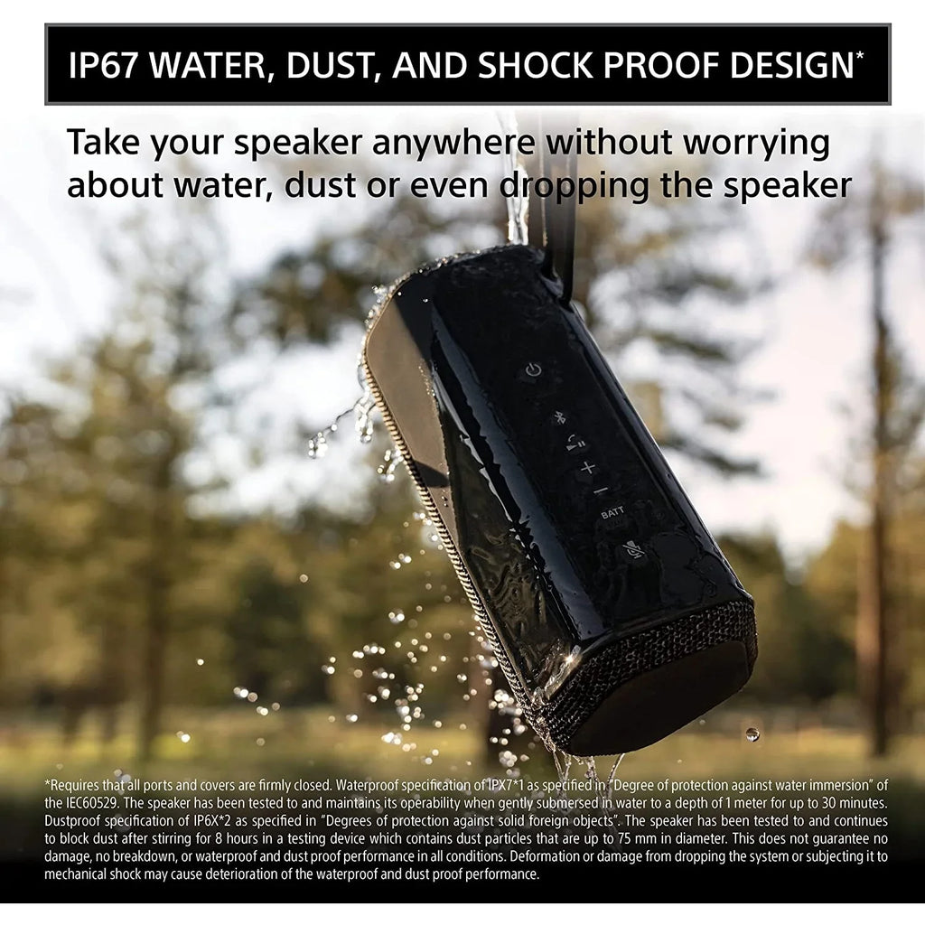 Sony  -Series Portable Wireless Speaker - Black Bundle with Deco Essential Sling Backpack, Anti-Theft Combo Zipper Lock, External  Charging, Waterproof