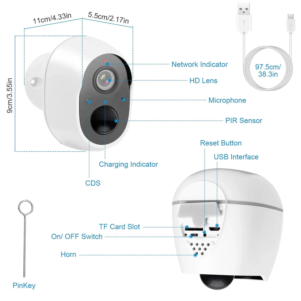 iNova 1080P  WiFi  Camera Two-Way Audio Security Surveillance Camera  Waterproof