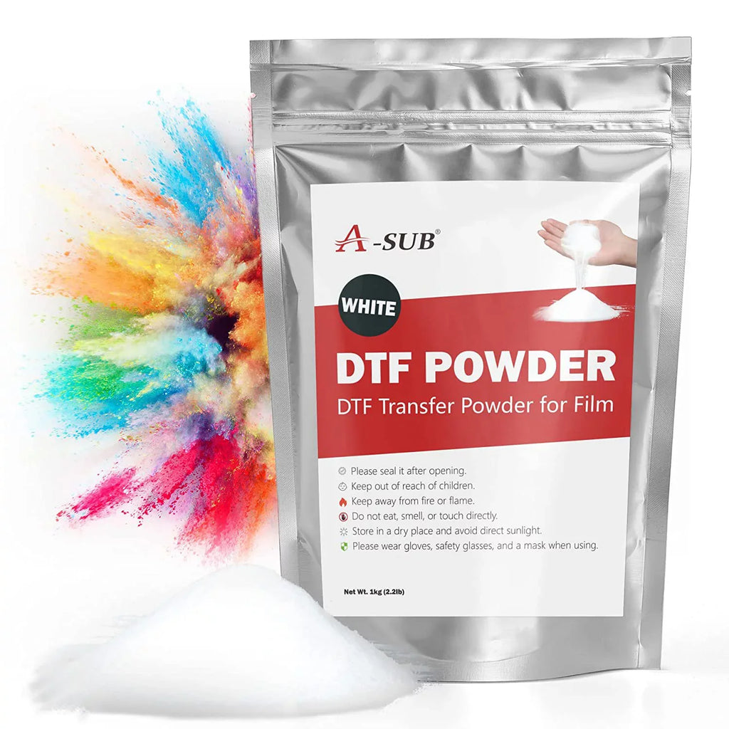 Powder and Film - -  Transfer Powder Adhesive for Sublimation Transfer and  Film Paper  11.7"x16.5" Clear Heat Transfer Film for Dark/Light Fabrics
