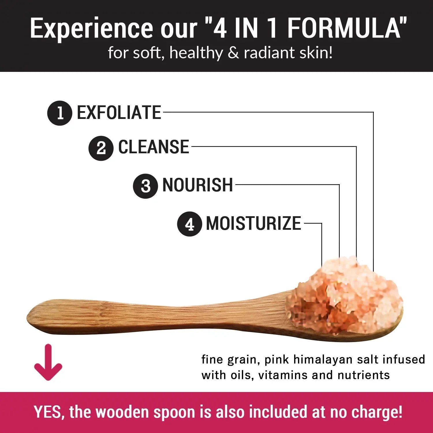 pureSCRUBS Premium Pink Himalayan Salt Body Scrub Set- Large 16oz    - Infused With Organic Essential Oils & Nutrients +  Wooden Spoon, Loofah & Mini Exfoliating Bar Soap