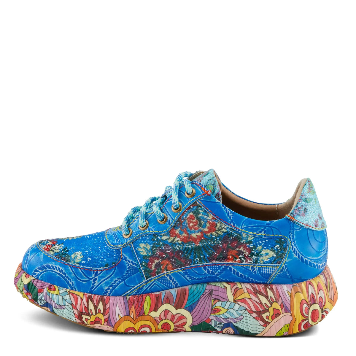 Spring Step 'Artiste Women's  Multicolored Fashion Sneakers | Unique Energetic Patterns Blue Multi  39 /  8.5