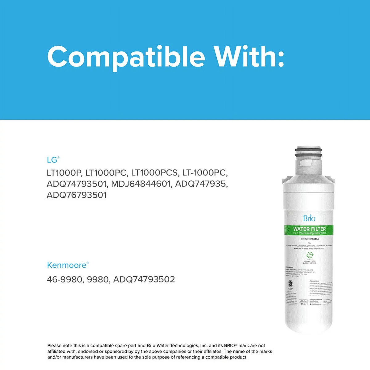 Brio 6046A Refrigerator Water Filter Replacement Compatible With , , , -1000PC,