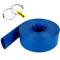 Discharge Hose, 3" x 105',  Fabric Lay Flat Hose, Heavy Duty Backwash Drain Hose with Clamps, Weather-proof & Burst-proof, Ideal for Swimming Pool & Water Transfer, Blue