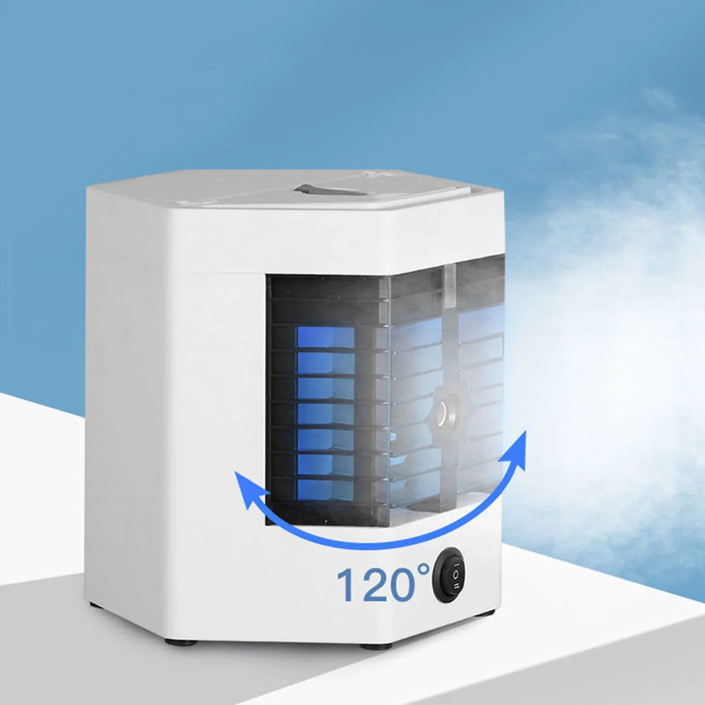Mini Portable Air Cooler Personal Space Cooler Easy to Fill Water and Led Light and Portable Air Conditioner Device Cool Any Space Like Home office