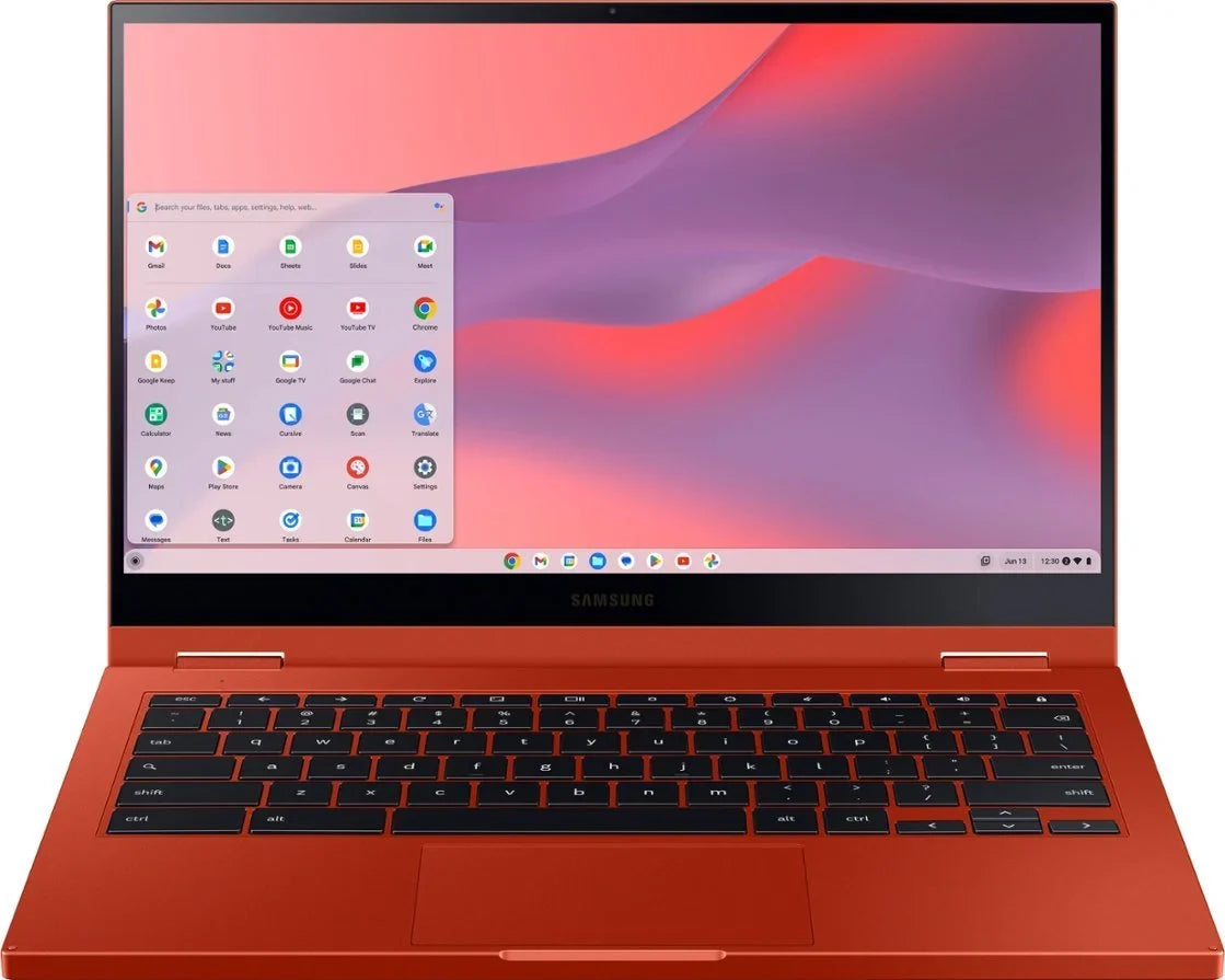 Samsung Galaxy Chromebook 2 13.3" (1920 x 1080) Touchscreen 2 in 1 Laptop, Intel Core i3-10110U, 8GB  , 128GB eMMC, Backlit Keyboard, Chrome , Fiesta Red with Tigology Accessories
